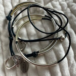 Lizzy James Silver and Black Leather Bracelet